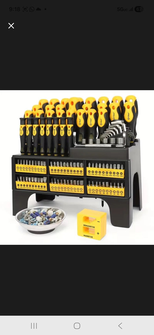 Yellow @ black mixed tool set with screwdrivers,wrenches,sockets,hardcase